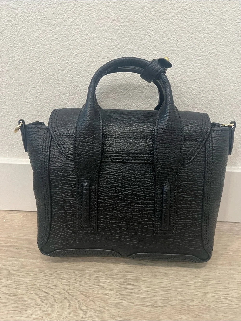 3.1 Phillip Lim Black Leather Mini Satchel with Gold Hardware